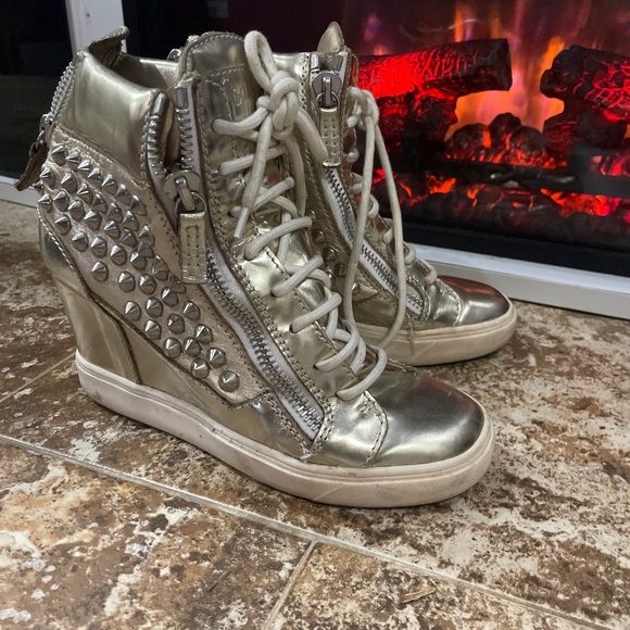 Giuseppe Zanotti Patent Leather High Top Wedge Sneakers - Picture 1 of 3
